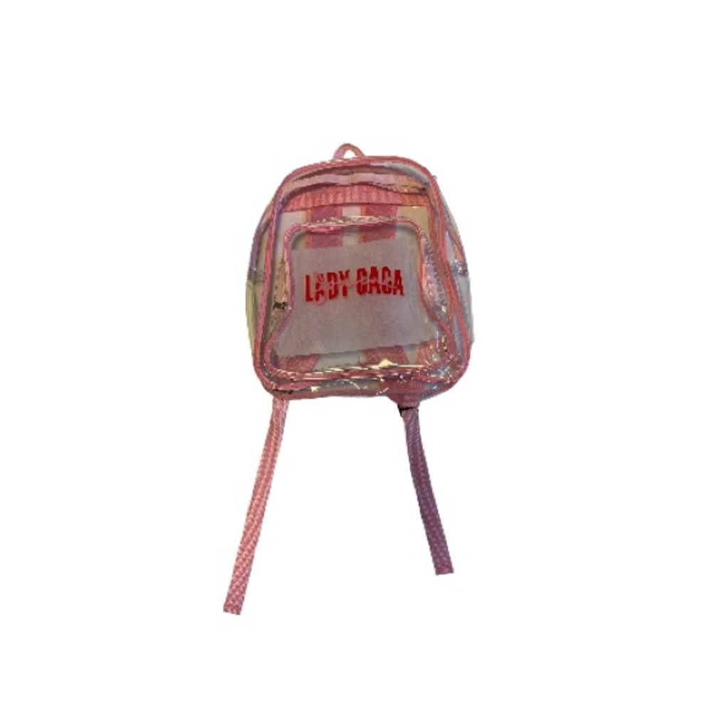 🆕 Lady Gaga Joanne Tour Large Clear Transparent Concert Backpack with Pink Trim